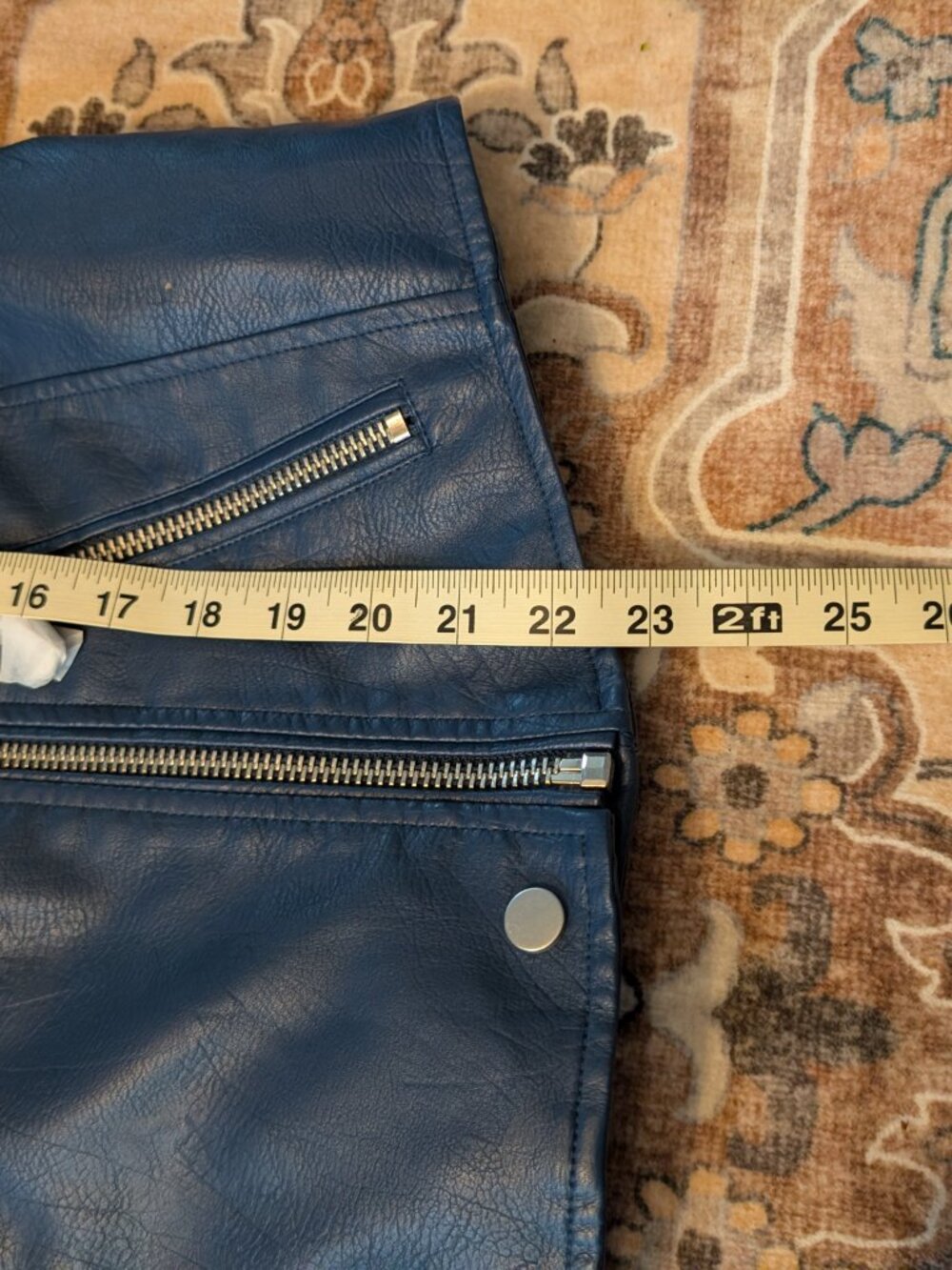 Anthropologie Navy Blue Faux Leather Moto Jacket NWT Size M - Picture 7 of 8